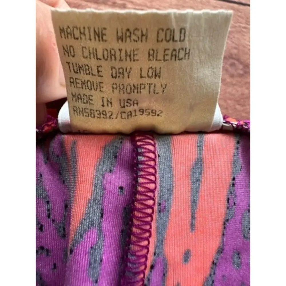 Vintage 80s 90s Insport Fuchsia Purple Neon Abstract Brushstroke Bike Shorts M